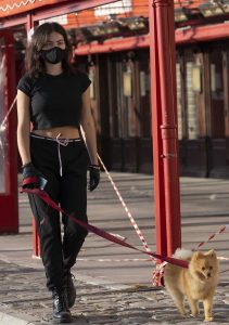 Thylane Blondeau in a Black Protective Mask