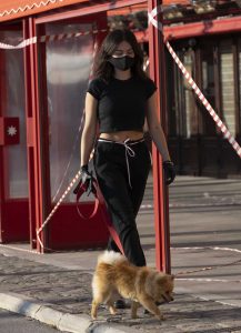 Thylane Blondeau in a Black Protective Mask