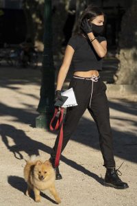 Thylane Blondeau in a Black Protective Mask