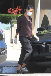 Zoe Saldana in a Protective Mask