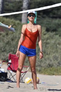 Alessandra Ambrosio in a Red Swimsuit