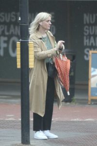 Anne-Marie Duff in a Beige Trench Coat