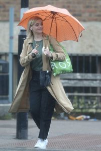 Anne-Marie Duff in a Beige Trench Coat