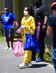 Blac Chyna in a Yellow Jumpsuit