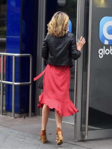 Charlotte Hawkins in a Red Polka Dot Dress