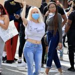 Courtney Stodden in a White Tee Joins the Black Lives Matter Protest in Los Angeles 06/01/2020