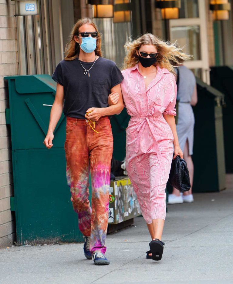 Elsa Hosk in a Pink Dress Was Seen Out with Her Husband Tom Daly in New ...