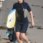 Helen Hunt Gets in Some Surf Time on the Beach in Malibu 06/28/2020