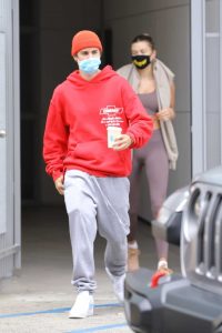 Justin Bieber in a Red Hoody