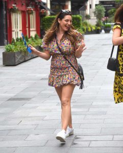 Kelly Brook in a Short Floral Dress