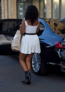Maya Jama in a Short White Dress