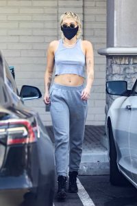 Miley Cyrus in a Black Protective Mask