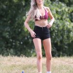 Nicole O’Brien in a Maroon Bikini Top Was Seen at a Park in London 06/02/2020
