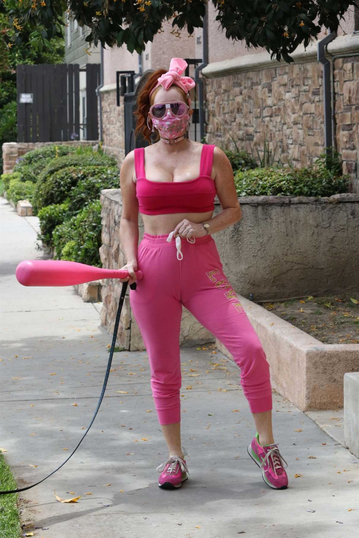 Phoebe Price in a Pink Workout Clothes