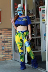 Phoebe Price in a Yellow Floral Print Leggings