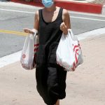 Rachel Bilson in a Black Dress Goes Shopping in Los Angeles 06/19/2020