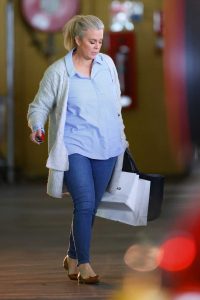 Samantha Armytage in a Gray Cardigan