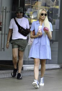 Shannen Reilly McGrath in a Blue Dress