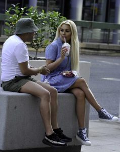 Shannen Reilly McGrath in a Blue Dress