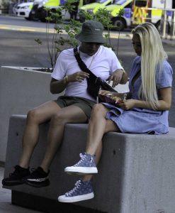 Shannen Reilly McGrath in a Blue Dress
