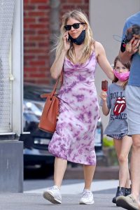 Sienna Miller in a Purple Dress