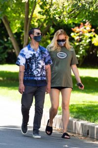 Sophie Turner in a Protective Mask
