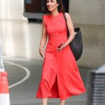 Anita Rani in a Red Dress Arrives at the BBC Studios in London 07/13/2020