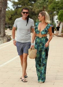 Billie Faiers in a Green Floral Top