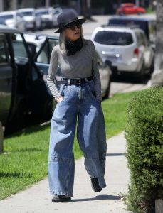 Diane Keaton in a Pair of Blue Bell Bottom Jeans