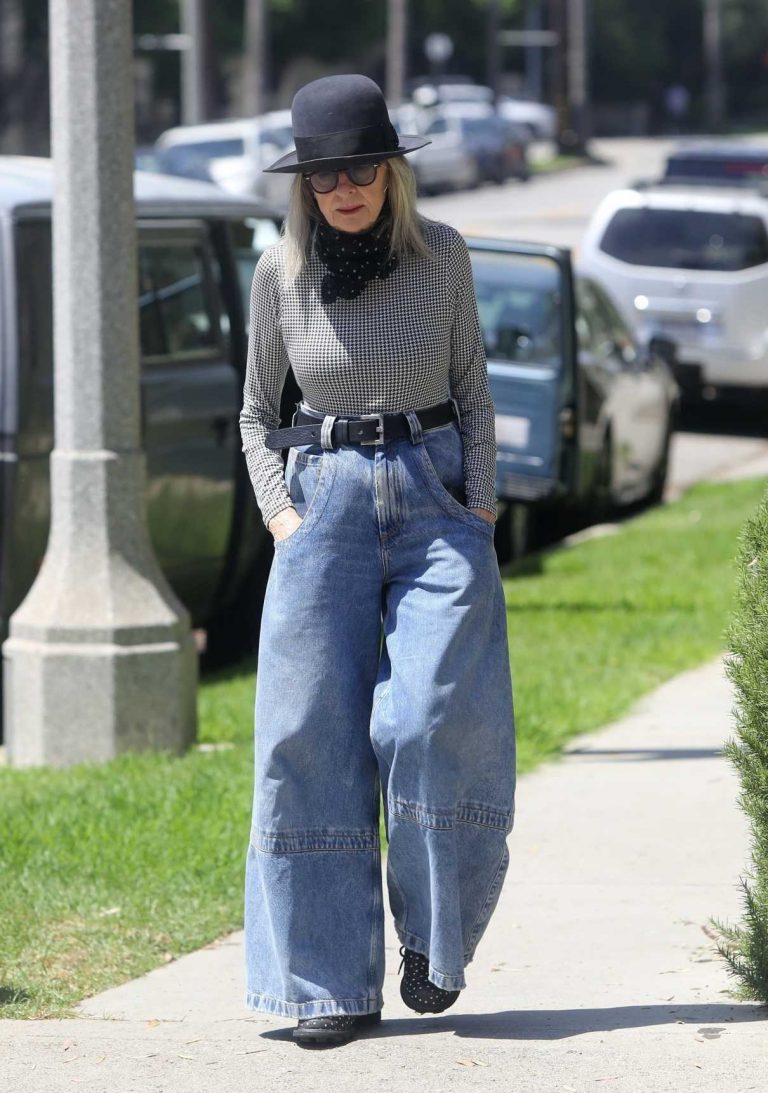 Diane Keaton in a Pair of Blue Bell Bottom Jeans Was Seen Out in