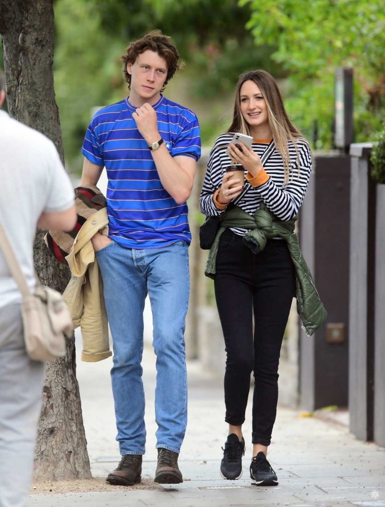 George MacKay in a Blue Striped T-Shirt Was Seen Out with His ...