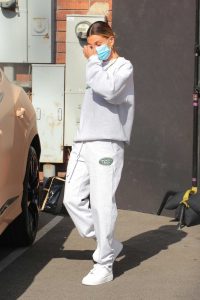 Hailey Bieber in a White Nike Sneakers