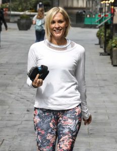 Jenni Falconer in a White Long Sleeves T-Shirt