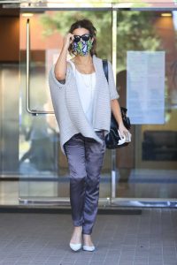 Kate Beckinsale in a Protective Mask