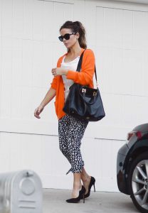 Kate Beckinsale in an Orange Cardigan