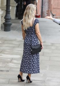 Katie Piper in a Gray Summer Dress