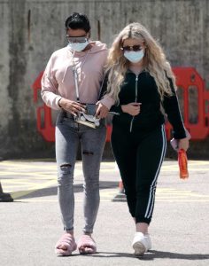 Katie Price in a Protective Mask
