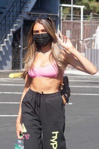 Madison Beer in a Pink Bra