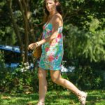 Molly Shannon in a Floral Print Sundress Arrives at Her Home in Los Angeles 07/19/2020