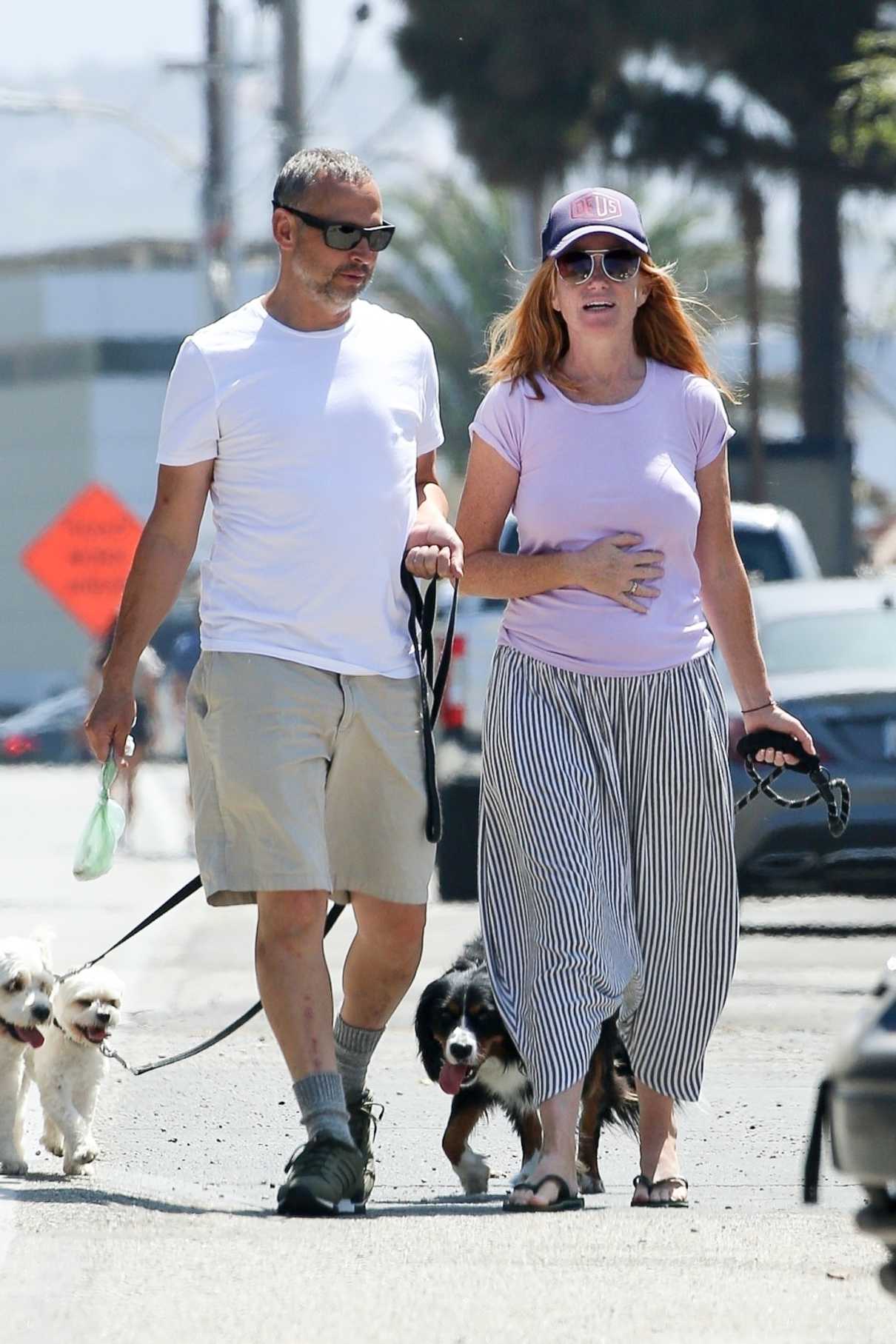 Patsy Palmer in a Striped Skirt