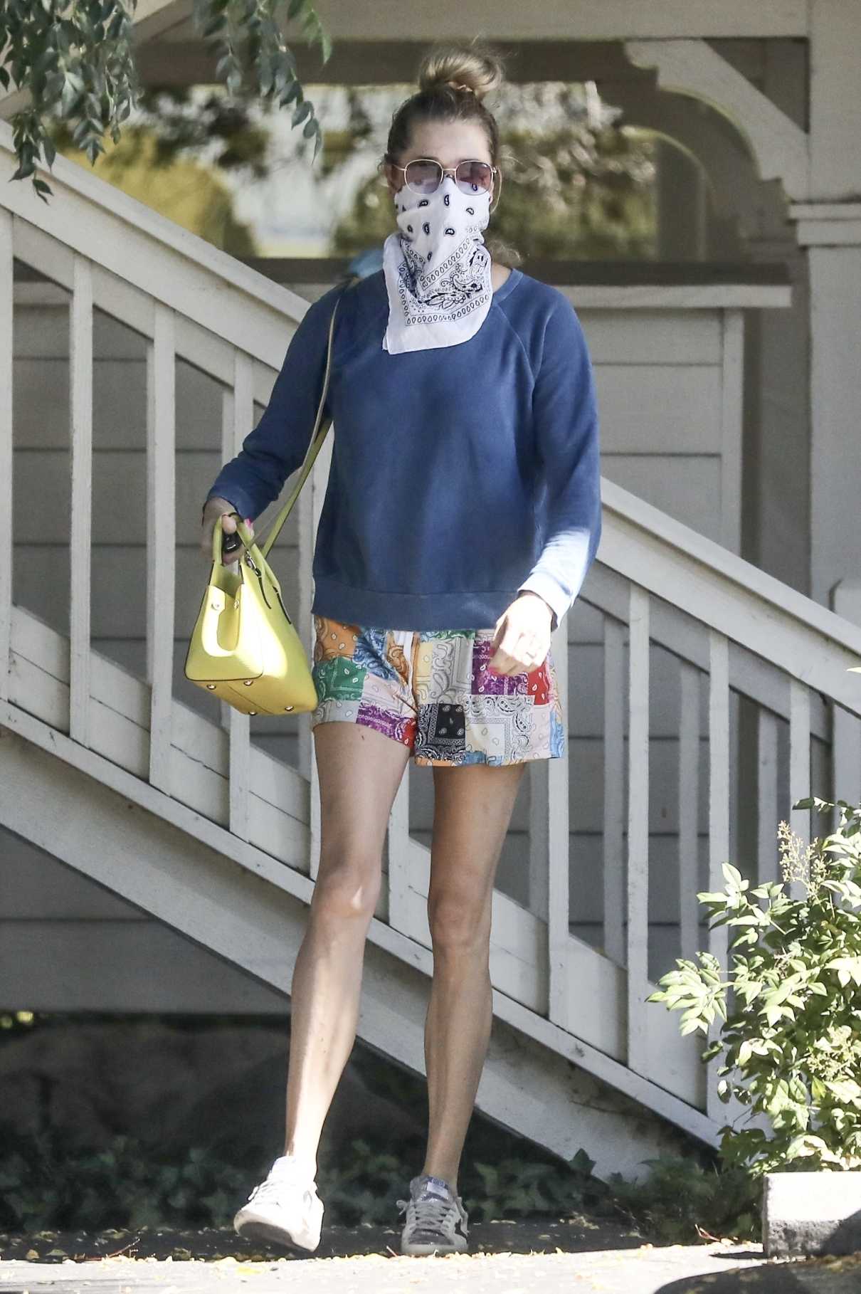 Rebecca Romijn in a White Bandana as a Face Mask