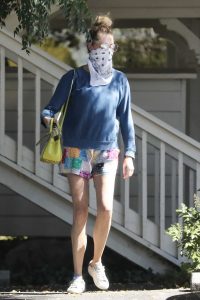 Rebecca Romijn in a White Bandana as a Face Mask