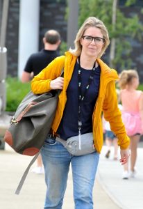 Sally Carman in a Yellow Track Jacket