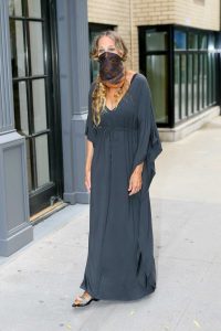 Sarah Jessica Parker in a Gray Dress