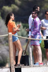 Shanina Shaik in an Orange Tee