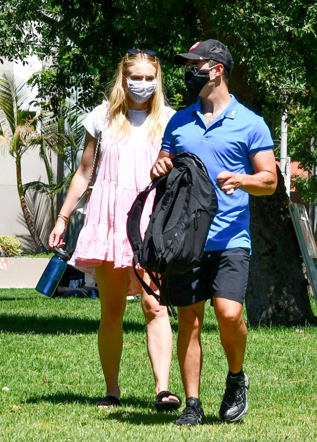 Sophie Turner in a Pink Dress Was Seen Out with Joe Jonas in Los ...