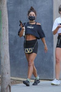 Vanessa Hudgens in a Black Spandex Shorts