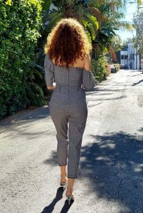 Blanca Blanco in a Gray Jumpsuit