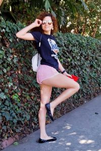 Blanca Blanco in a Pink Shorts