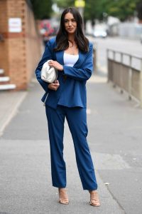 Clelia Theodorou in a Blue Suit
